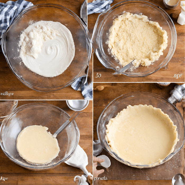 Step-by-step preparation of coconut custard pie.