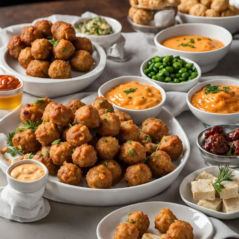 Cheddar Bay Sausage Balls served with dipping sauces