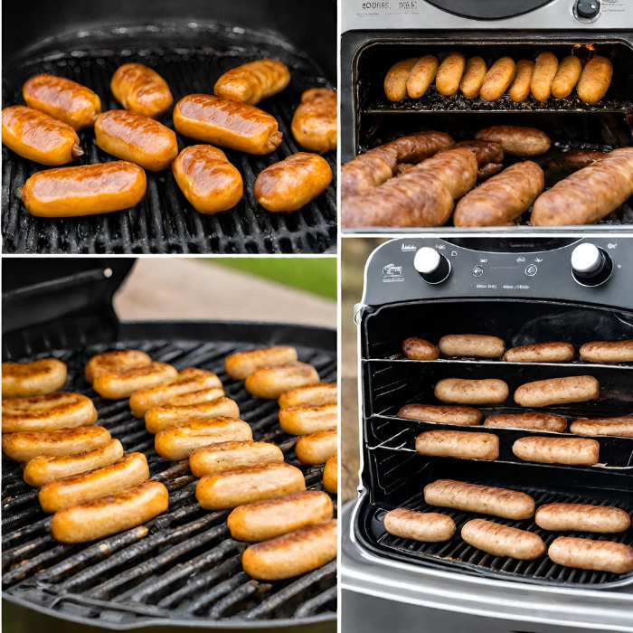 Cheddar brats grilled, baked, and air-fried.