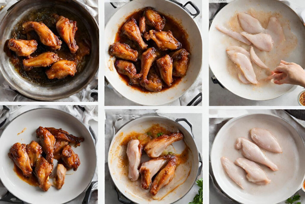 Step-by-step cooking process of Honey Old Bay Wings