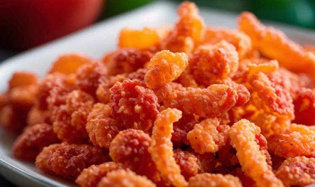 Bag of Mexican Hot Cheetos with colorful Mexican cultural background