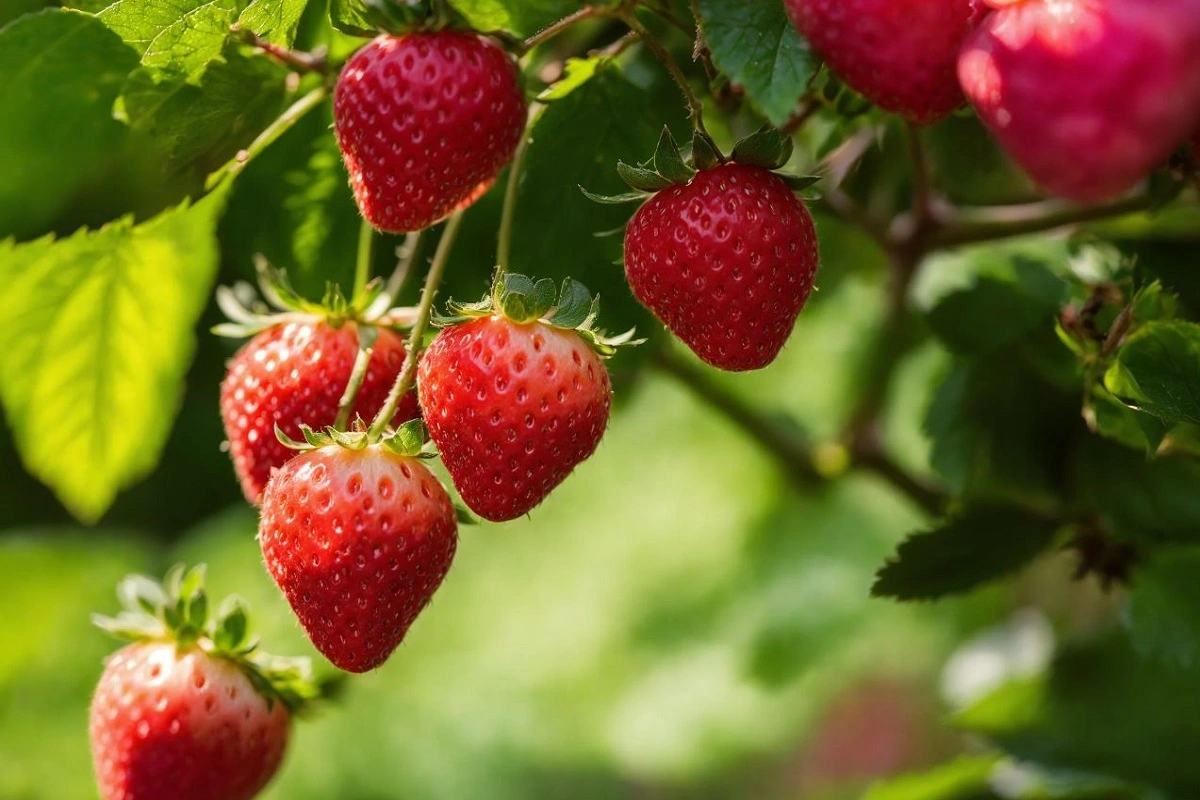 Close-up of Strawberry Pink berries in natural setting, showcasing their vibrant pink color.