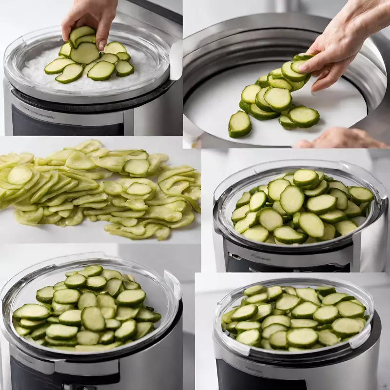 Step-by-step process of freeze drying pickles.