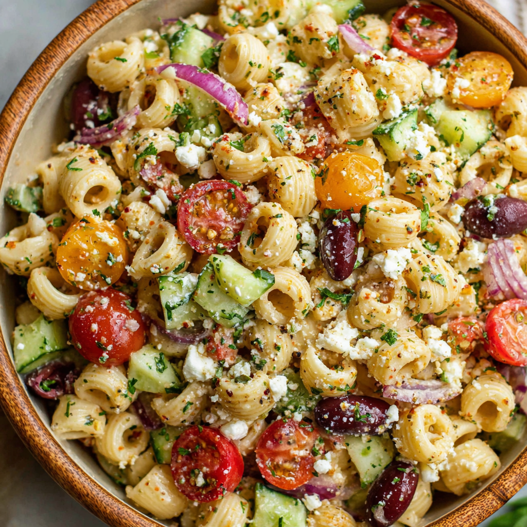 how to make Greek Pasta Salad step by step