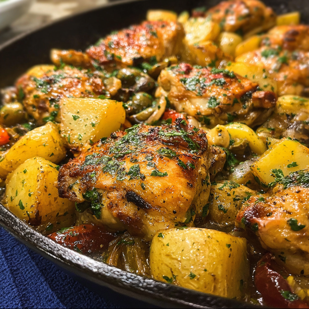how to make One-Pan Mediterranean Chicken And Potatoes step by step