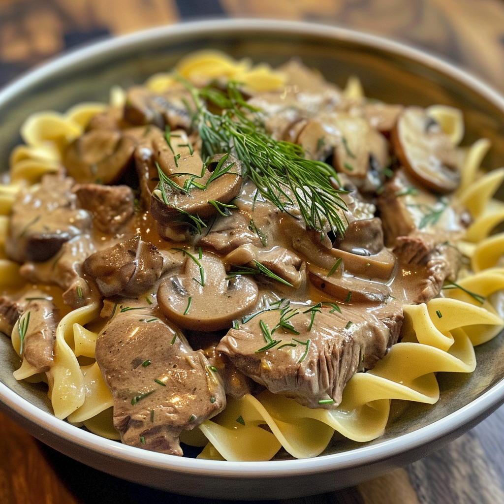 how to make Comforting Slow Cooker Beef Stroganoff With Creamy Mushroom Sauce For Family Dinner step by step
