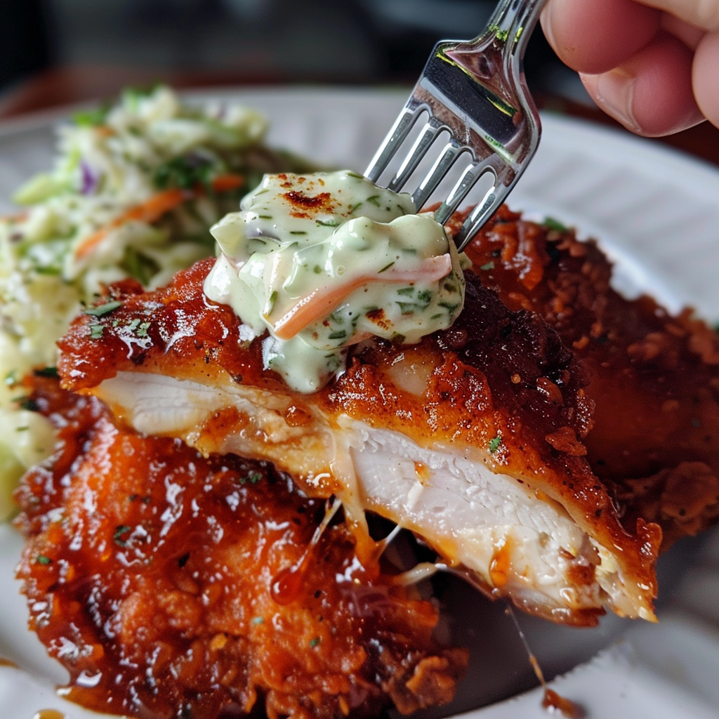 how to make Crispy Air Fryer Nashville Hot Chicken Thighs With Creamy Coleslaw For Sunday Dinner step by step