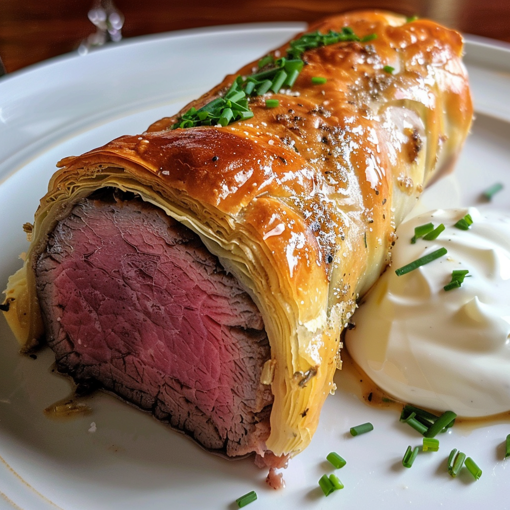 how to make Irresistible Garlic Herb Crusted Beef Wellington Bites With Creamy Horseradish Dipping Sauce For An Impressive Dinner Party step by step