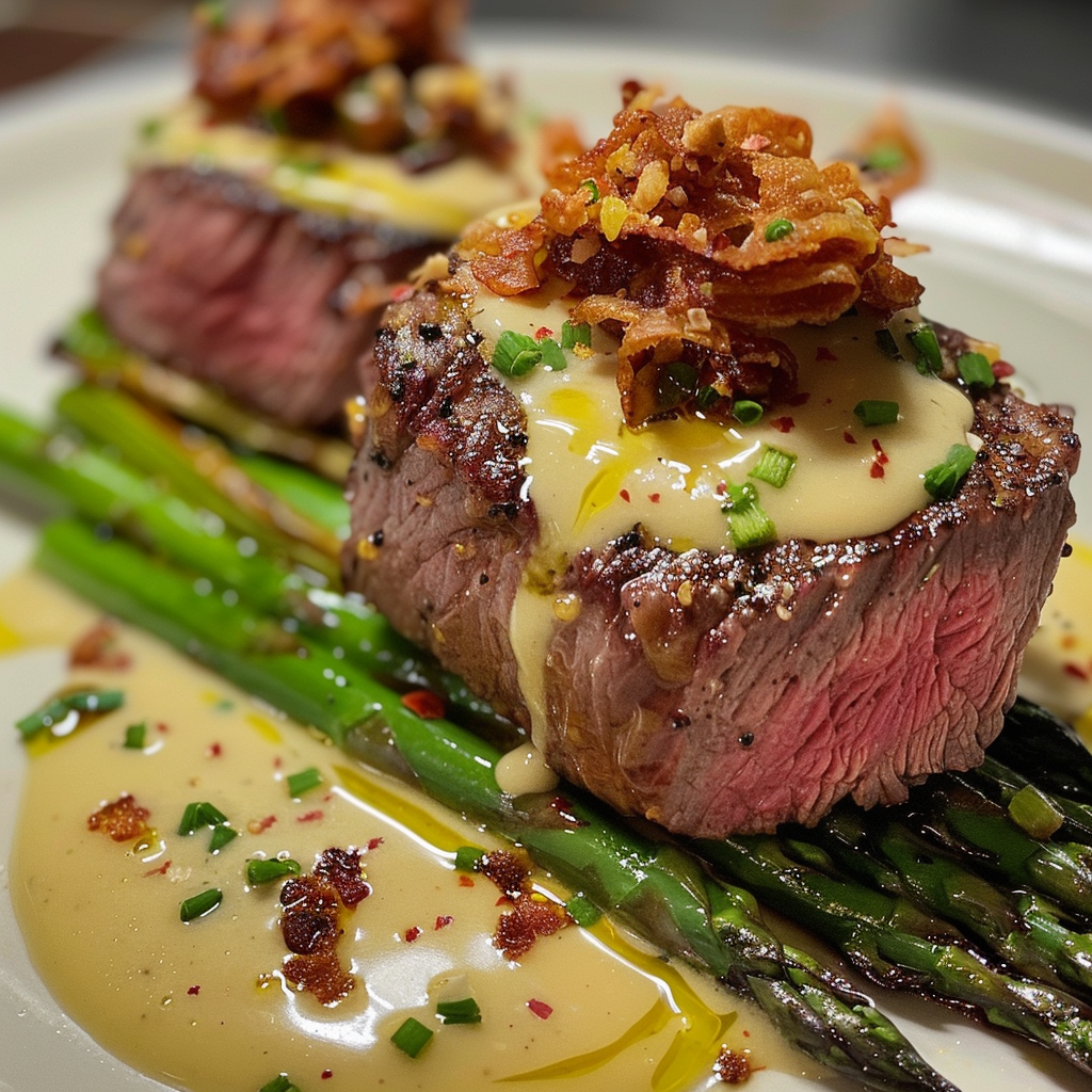 how to make Juicy Pan-Seared Beef Tenderloin With Creamy Gorgonzola Sauce & Crispy Shallots For An Upscale Dinner Date step by step