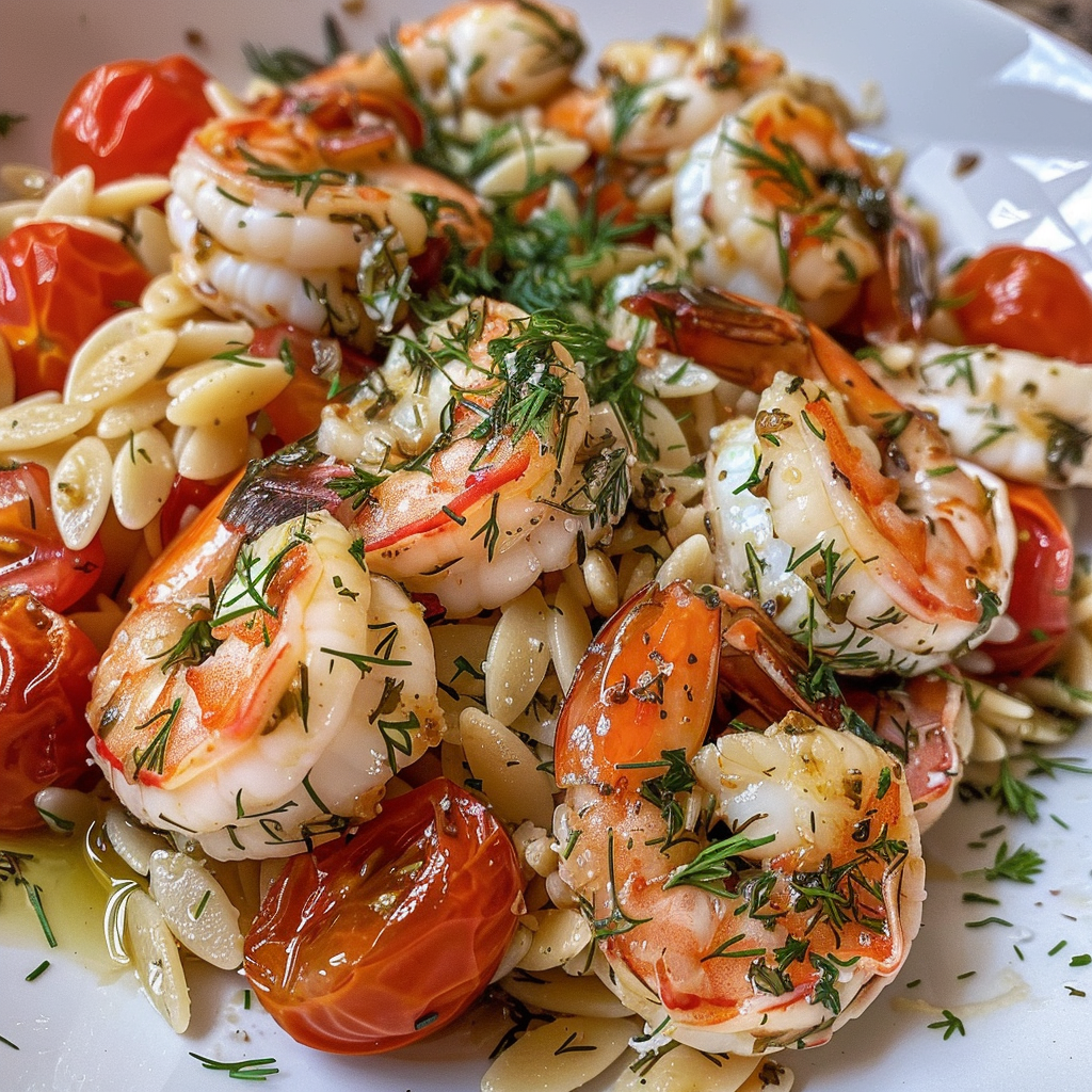 how to make Mediterranean Baked Feta And Shrimp With Orzo And Cherry Tomatoes For Easy Seafood Dinner step by step