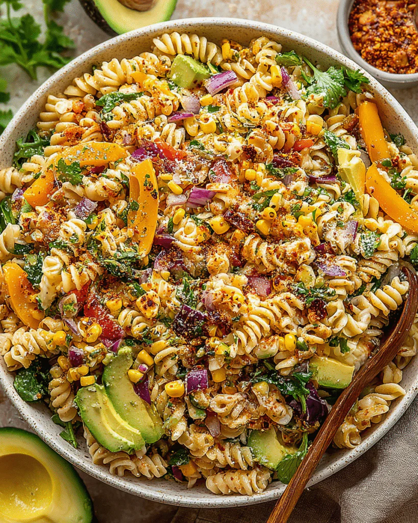 Elote Street Corn Pasta Salad recipe