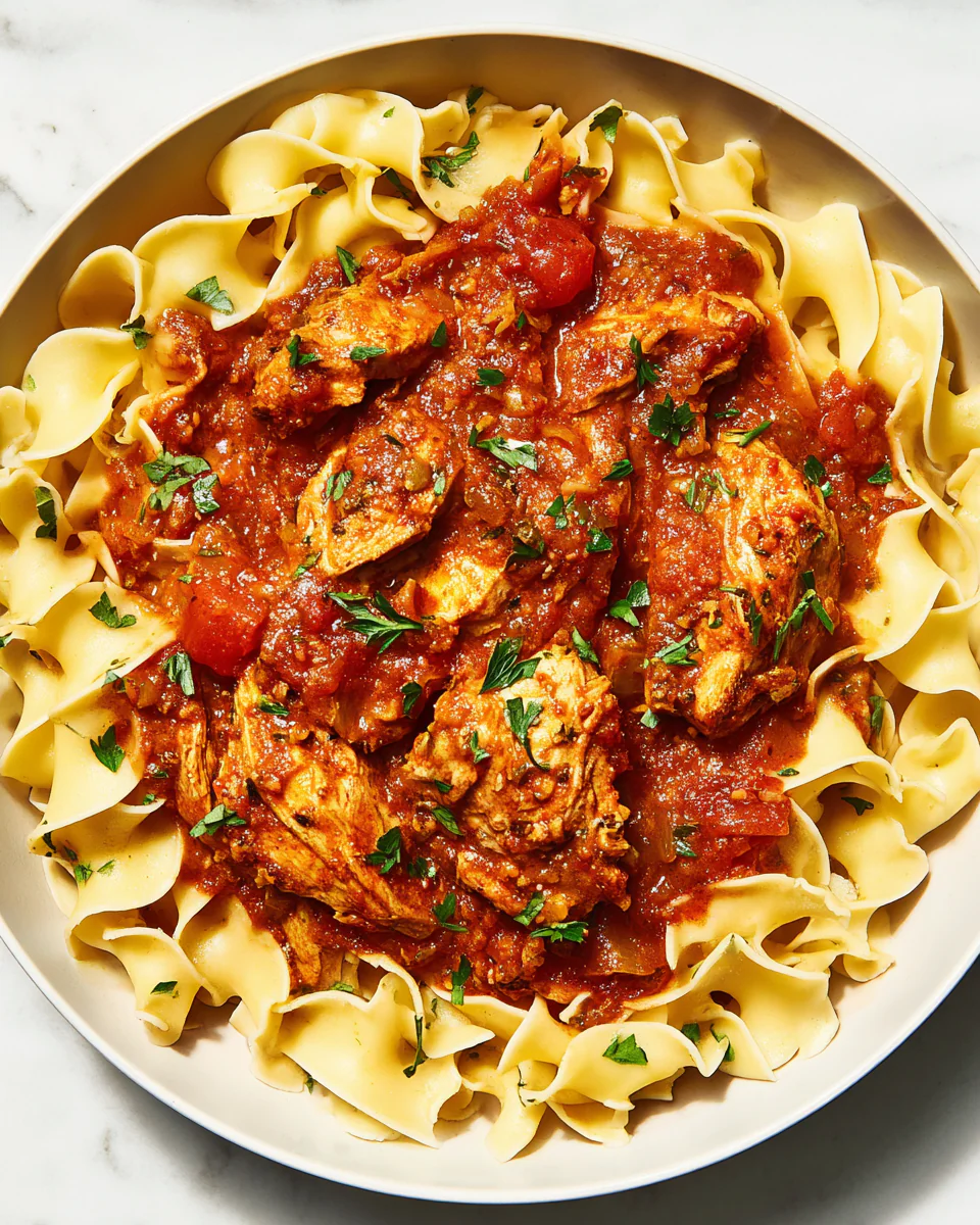 Hungarian Chicken Paprikash Over Egg Noodles recipe