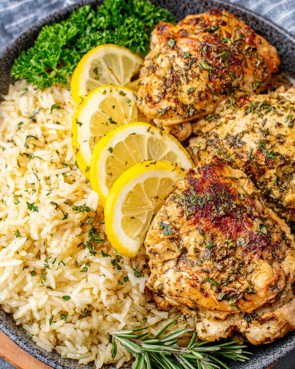 Slow Cooker Lemon Herb Chicken and Rice recipe