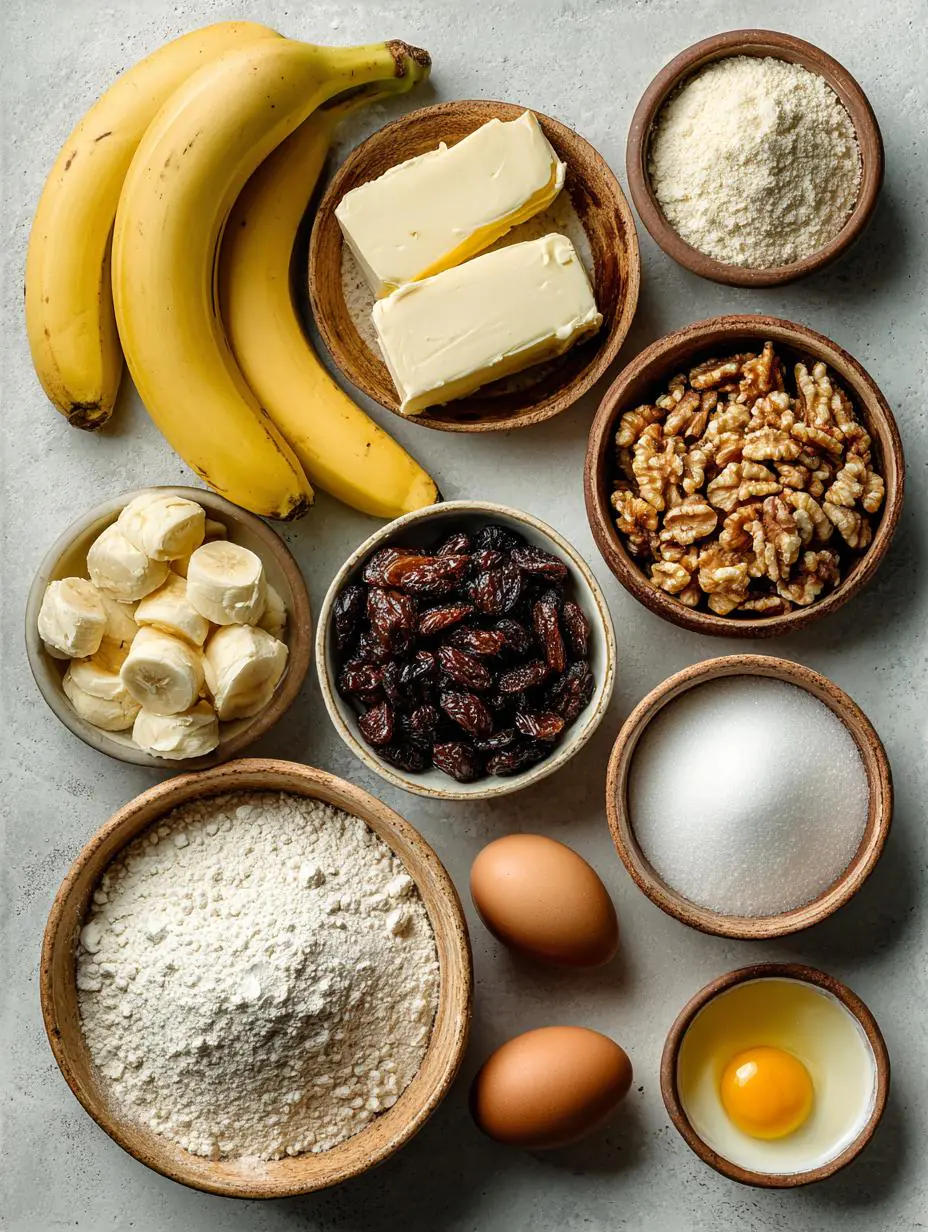 fresh ingredients for Banana Bread