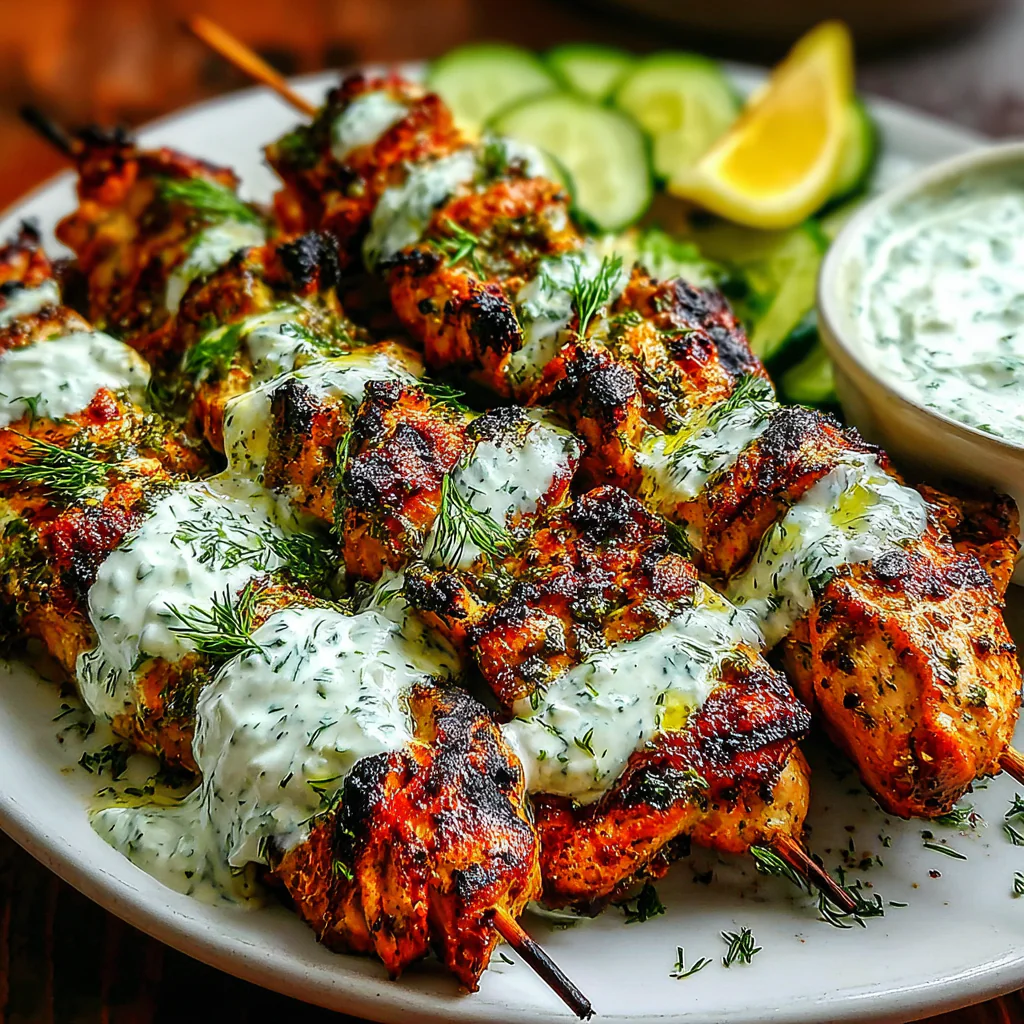 how to make Chicken Souvlaki With Tzatziki step by step