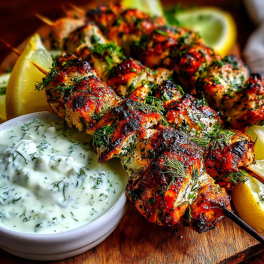 fresh ingredients for Chicken Souvlaki With Tzatziki
