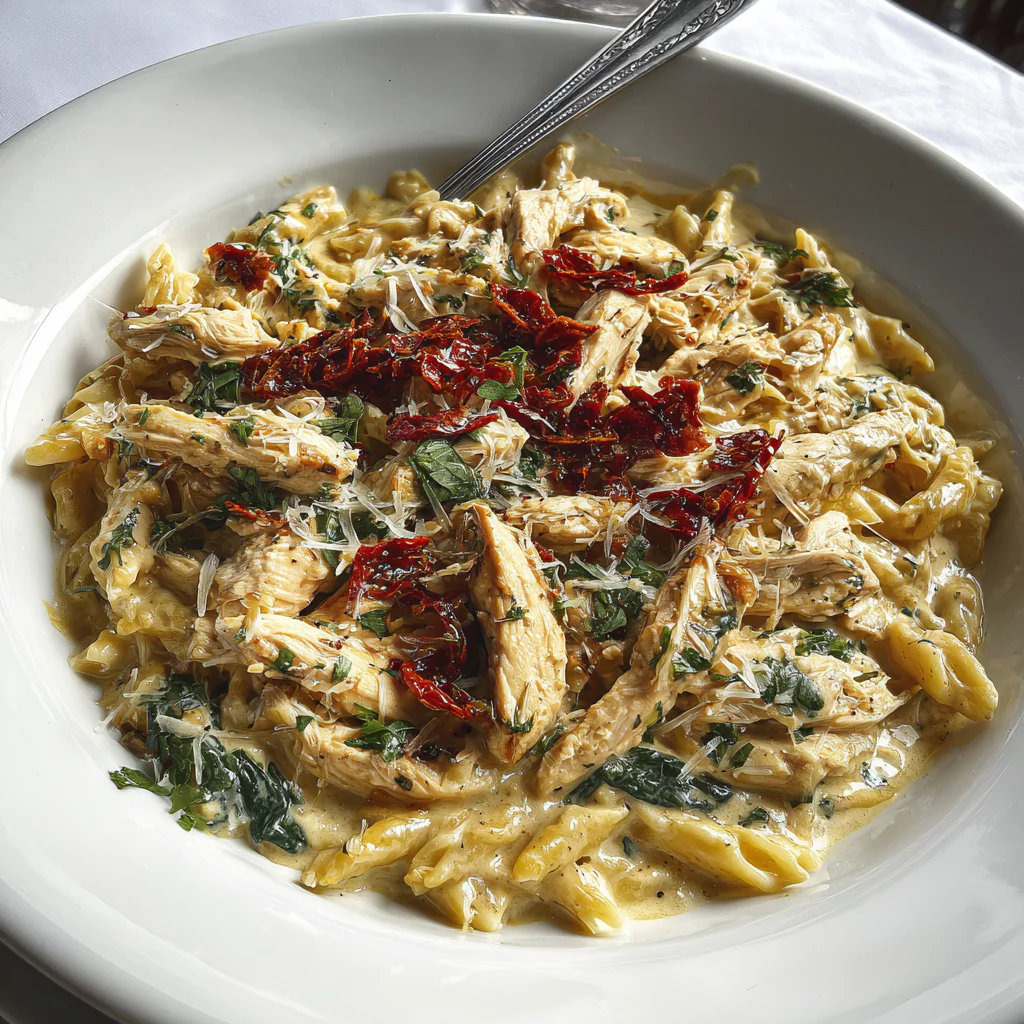 how to make Creamy Tuscan Chicken Pasta step by step