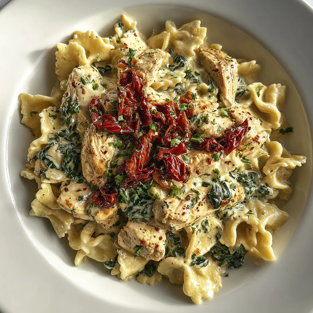 fresh ingredients for Creamy Tuscan Chicken Pasta