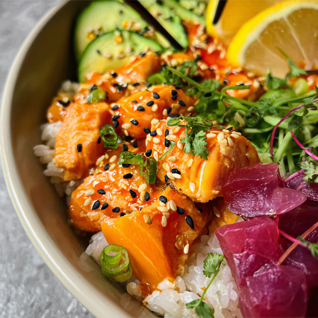 how to make Bang Bang Salmon Bowl step by step