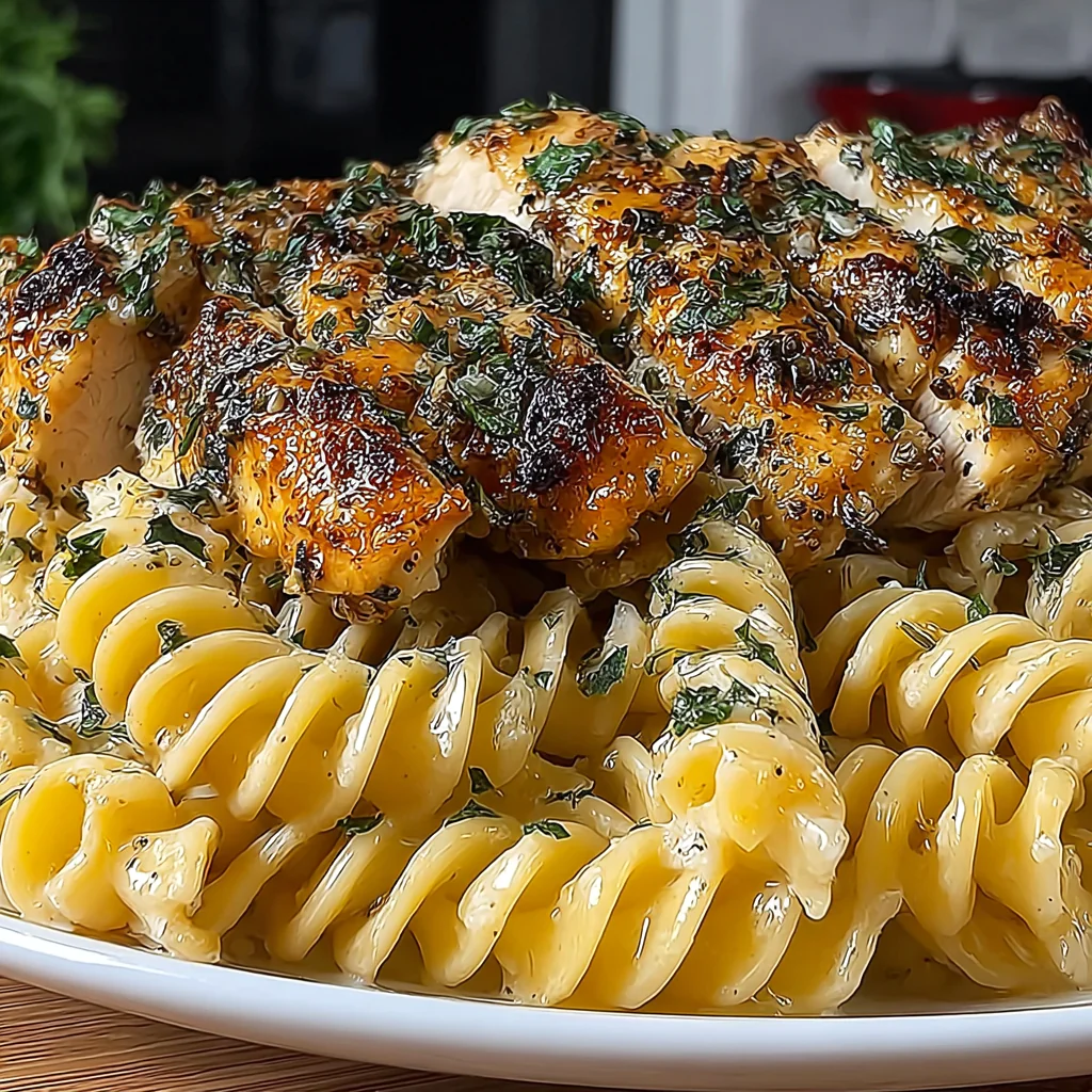 how to make Garlic Herb Chicken With Creamy Mozzarella Parmesan Rotini step by step