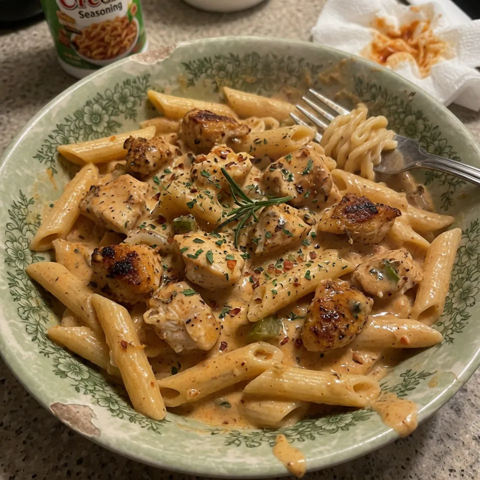 fresh ingredients for Cajun Chicken Penne With Cream Sauce