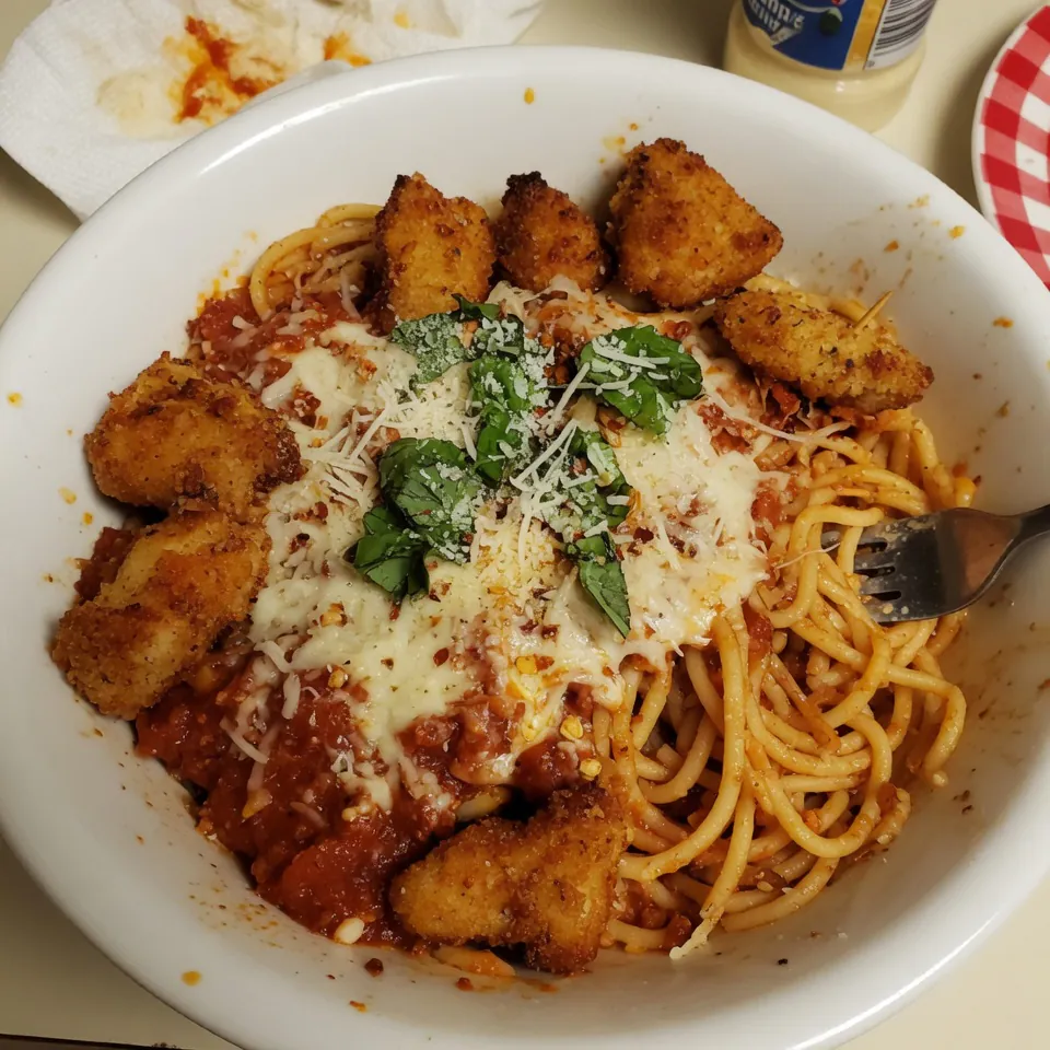 how to make Chicken Parmesan Pasta Skillet step by step