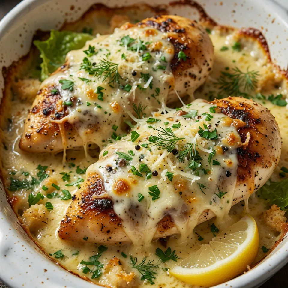 fresh ingredients for Creamy Parmesan Baked Caesar Chicken Recipe