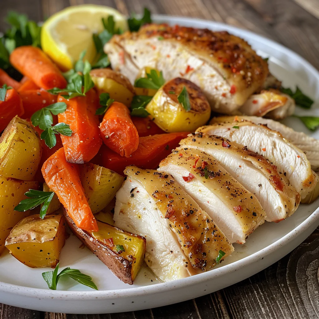 how to make Crispy Air Fryer Lemon Pepper Chicken Thighs With Roasted Root Vegetables For A Healthy Dinner step by step