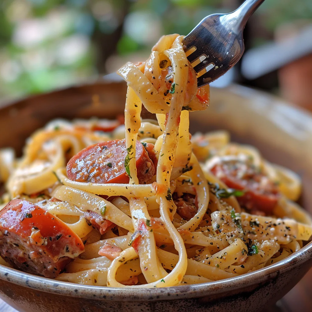 fresh ingredients for Effortless One-Pot Creamy Tomato Basil Pasta With Italian Sausage: Family-Friendly Dinner