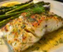 Baked Cod with Lemon-Dill Butter Sauce & Roasted Asparagus