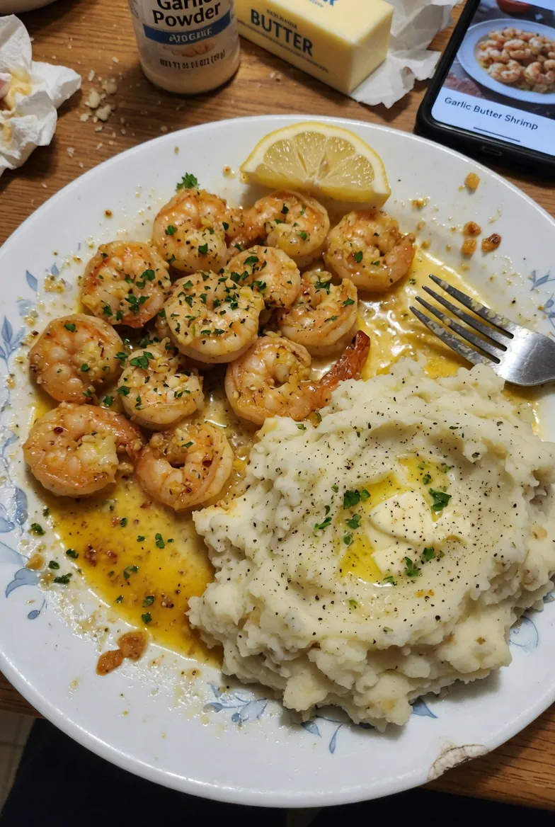 how to make Garlic Butter Shrimp & Mashed Potatoes step by step