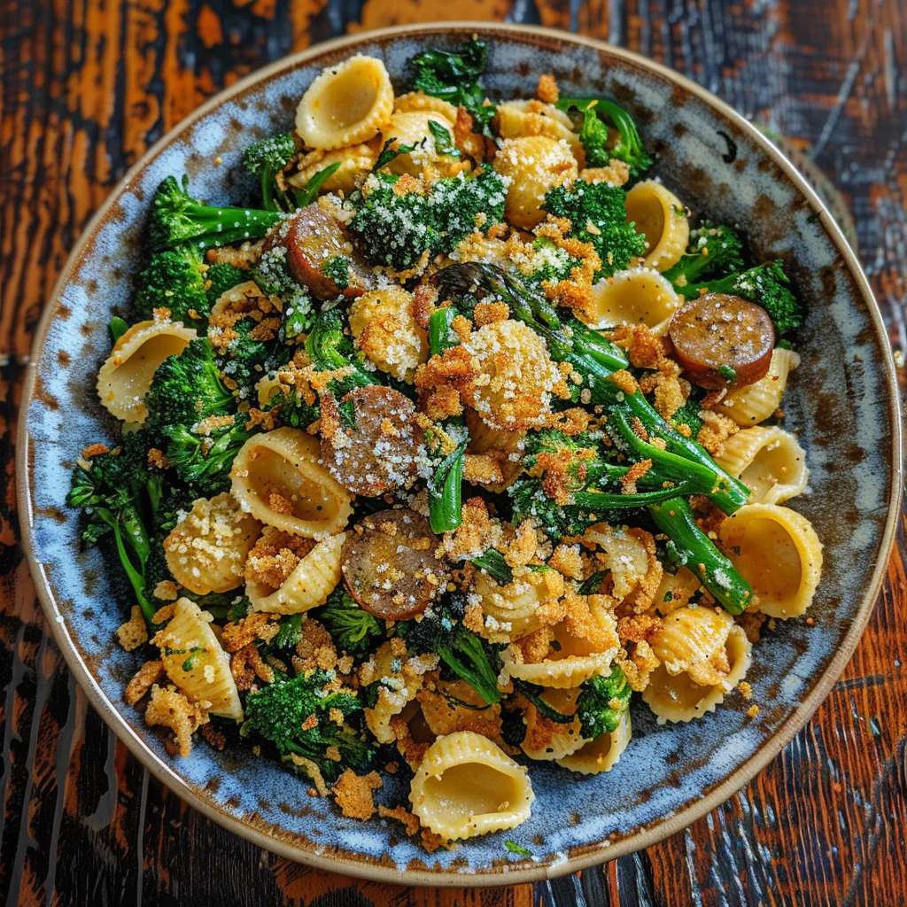how to make Gourmet Spicy Sausage & Broccolini Orecchiette With Toasted Breadcrumbs: Elevated Pasta Night step by step