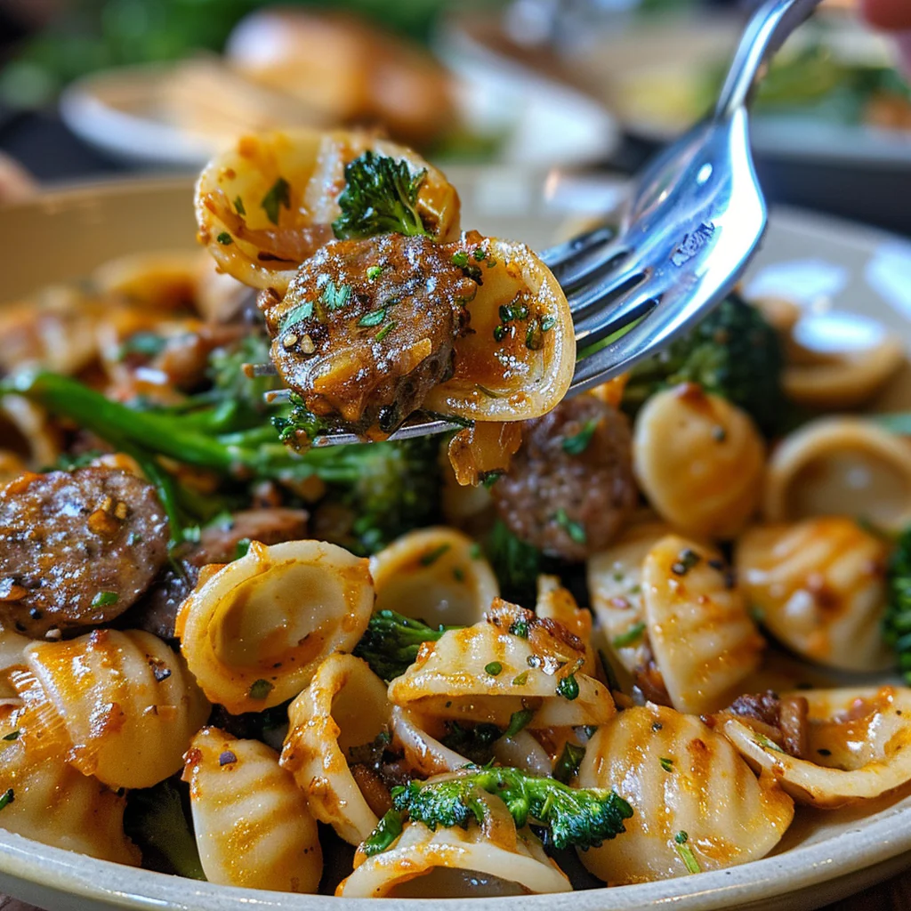 fresh ingredients for Gourmet Spicy Sausage & Broccolini Orecchiette With Toasted Breadcrumbs: Elevated Pasta Night