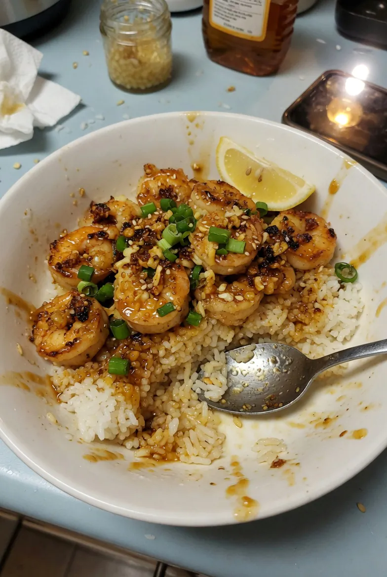 how to make Honey Butter Garlic Shrimp Rice Bowl step by step