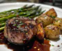 Beef Tenderloin Medallions with Garlic Herb Butter & Balsamic Glaze
