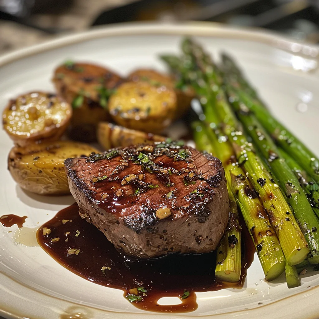 how to make Juicy Garlic Herb Butter Beef Tenderloin Medallions With Balsamic Glaze For A Romantic Dinner step by step