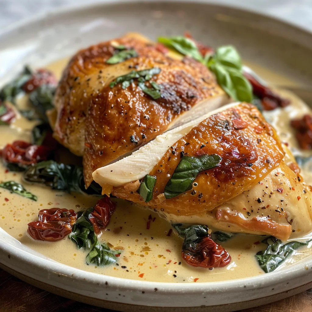 how to make One-Pan Creamy Tuscan Chicken With Sun-Dried Tomatoes & Spinach: Easy Weeknight Dinner step by step