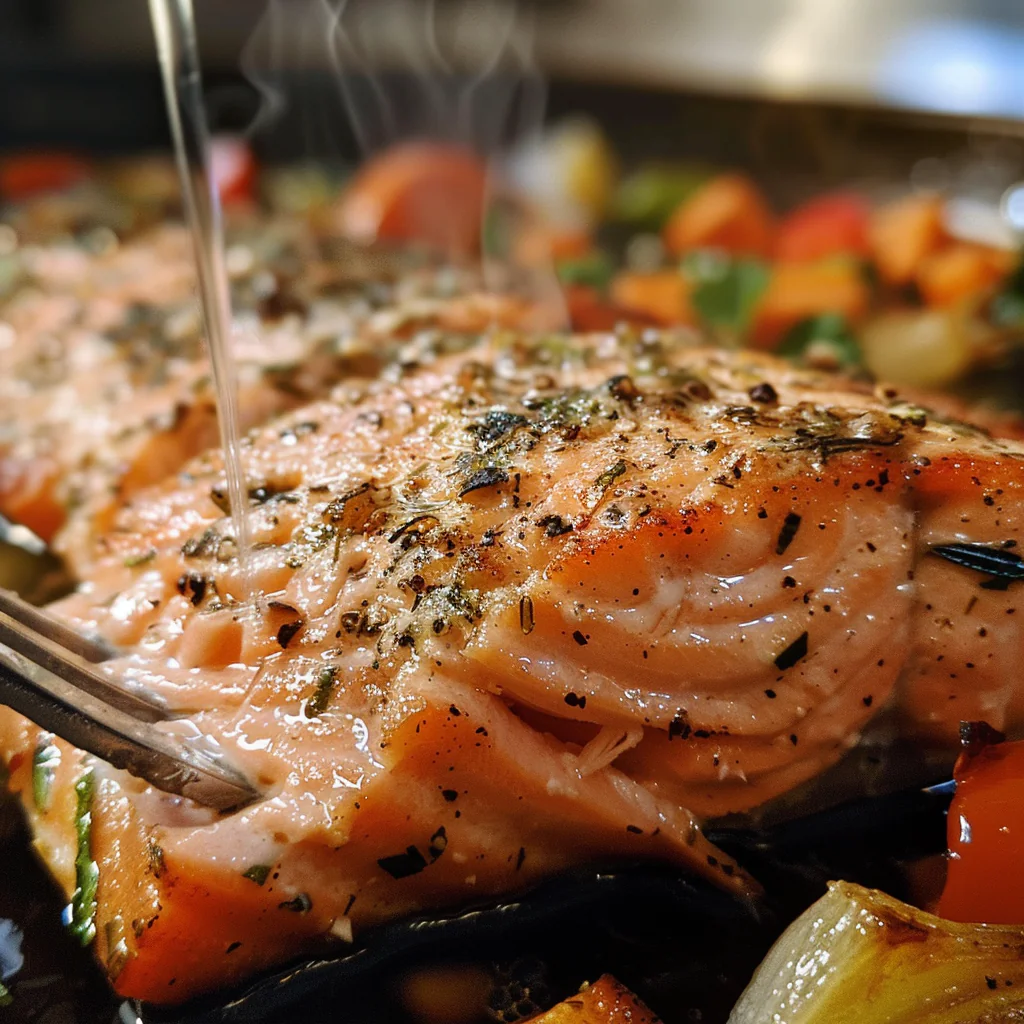 fresh ingredients for Quick & Healthy One-Pan Lemon Herb Salmon Dinner For Busy Weeknights
