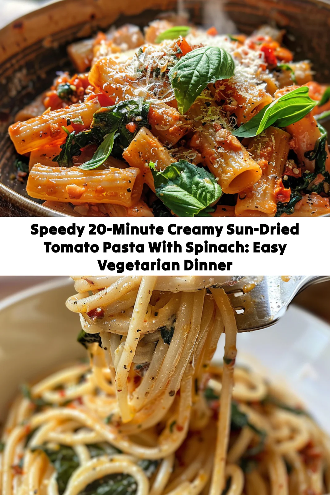 Creamy Sun-Dried Tomato Pasta with Spinach Easy Dinner