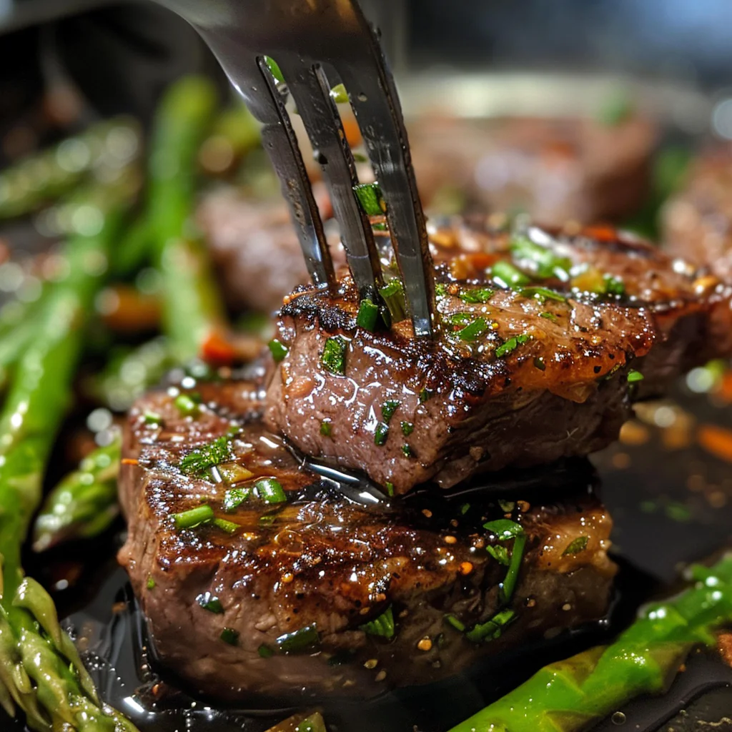 fresh ingredients for Speedy 30-Minute Garlic Butter Herb Steak Bites & Asparagus Skillet For Busy Weeknights