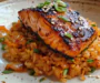 Gochujang Glazed Salmon with Crispy Kimchi Rice (30-Minute Dinner)