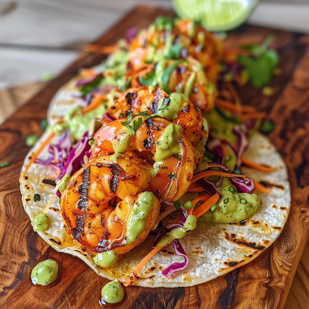 fresh ingredients for Spicy Honey Lime Shrimp Tacos With Avocado Crema For A Quick Weeknight Seafood Dinner