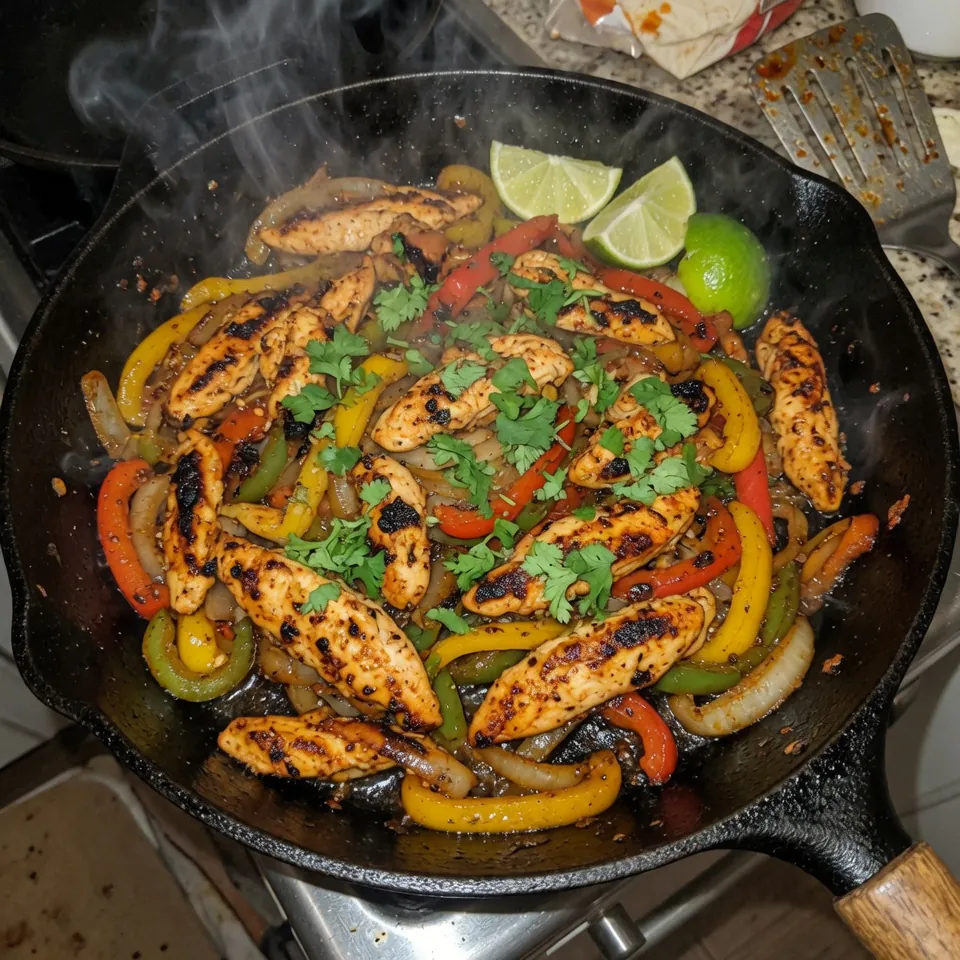 fresh ingredients for Cast Iron Skillet Chicken Fajitas