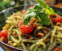 Creamy Pesto Pasta with Blistered Tomatoes & Pine Nuts