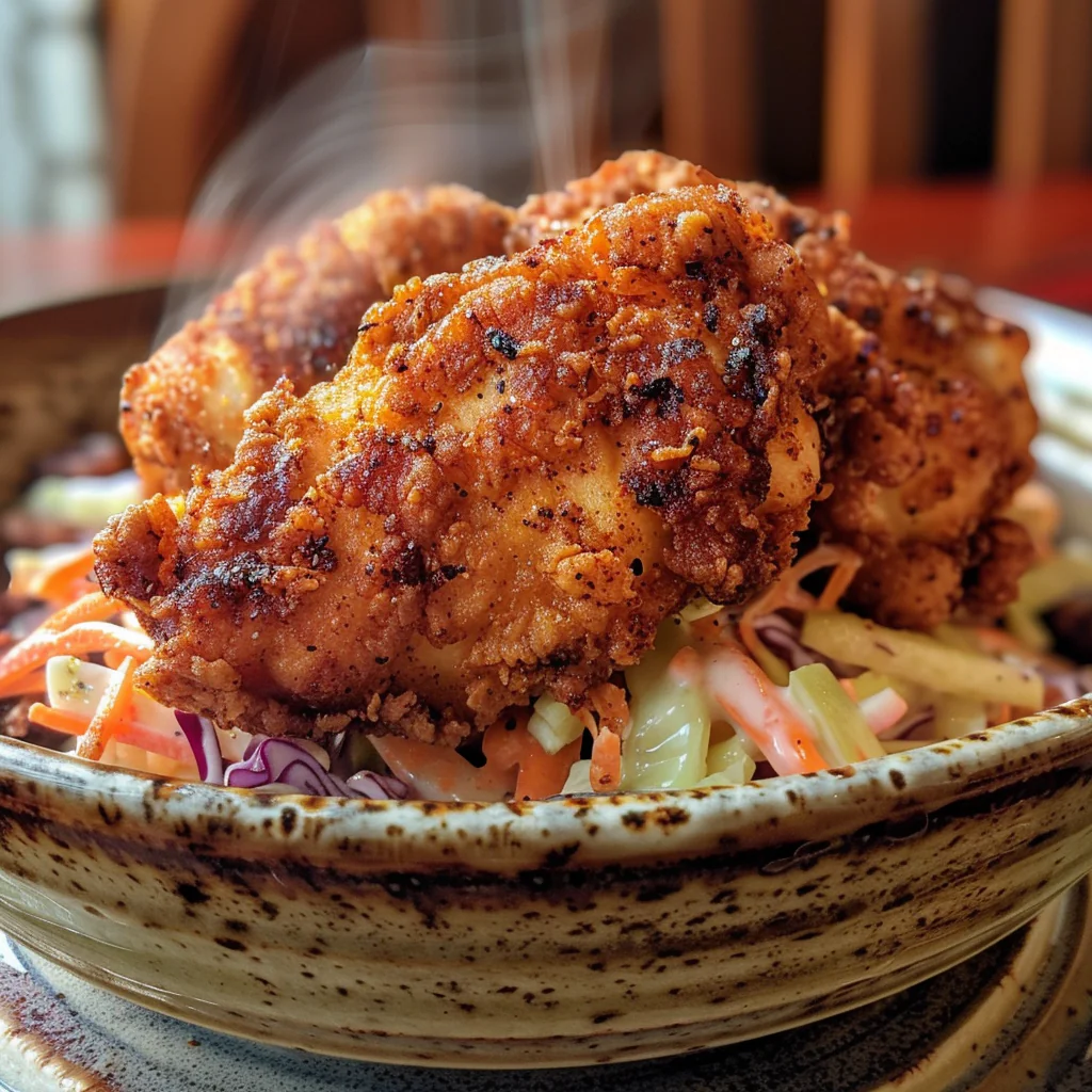 fresh ingredients for Crispy Air Fryer Nashville Hot Chicken Thighs With Creamy Coleslaw For Sunday Dinner
