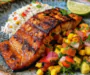 Flaky Baked Cajun Salmon with Roasted Corn Salsa & Cilantro Lime Rice