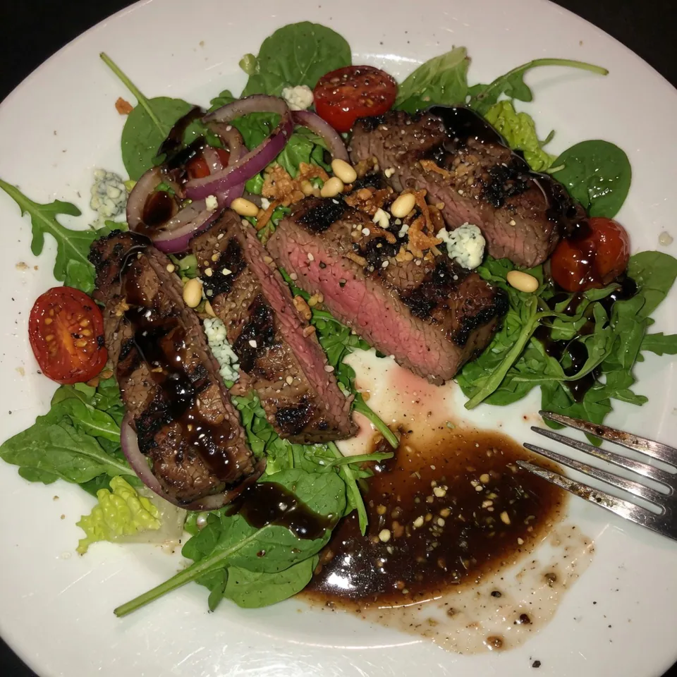 fresh ingredients for Grilled Steak Salad & Balsamic Vinaigrette