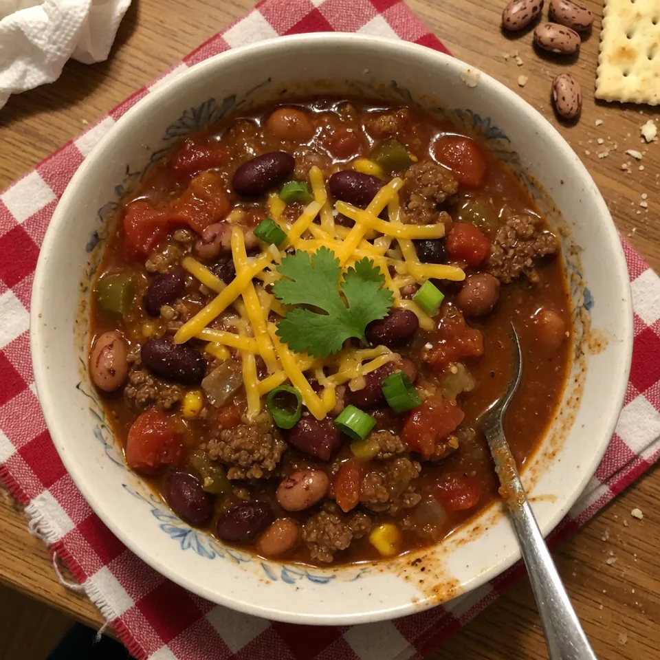 fresh ingredients for Hearty Three-Bean Chili Con Carne