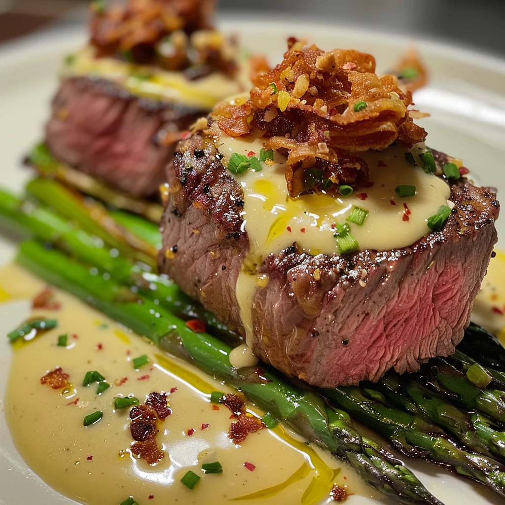 how to make Juicy Pan-Seared Beef Tenderloin With Creamy Gorgonzola Sauce & Crispy Shallots For An Upscale Dinner Date step by step