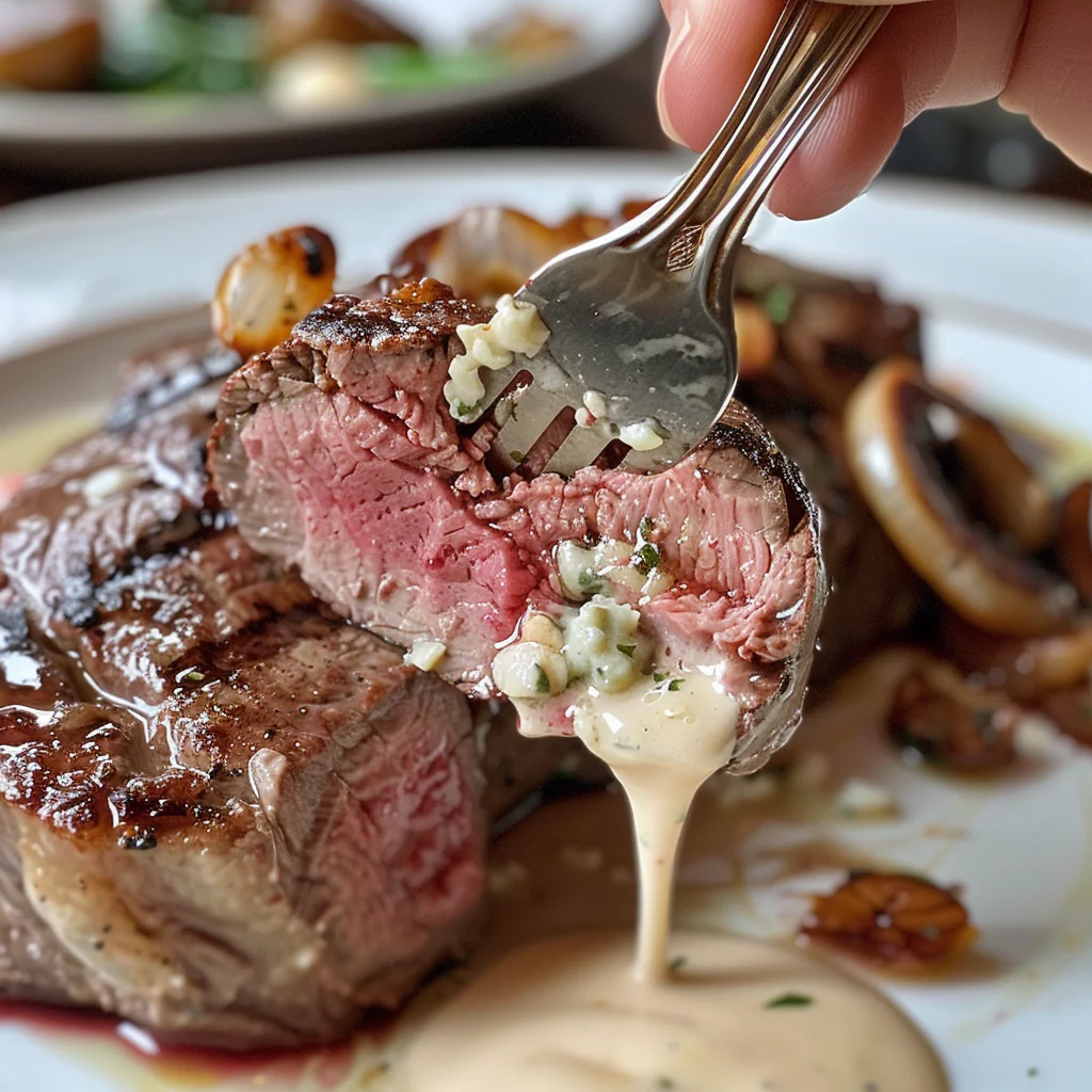 fresh ingredients for Juicy Pan-Seared Beef Tenderloin With Creamy Gorgonzola Sauce & Crispy Shallots For An Upscale Dinner Date